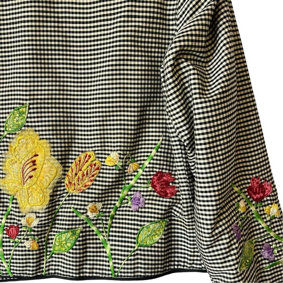 Vintage ANAGE jacket:  gingham, embroidered, beaded, sequined, floral details - Picture 12 of 17